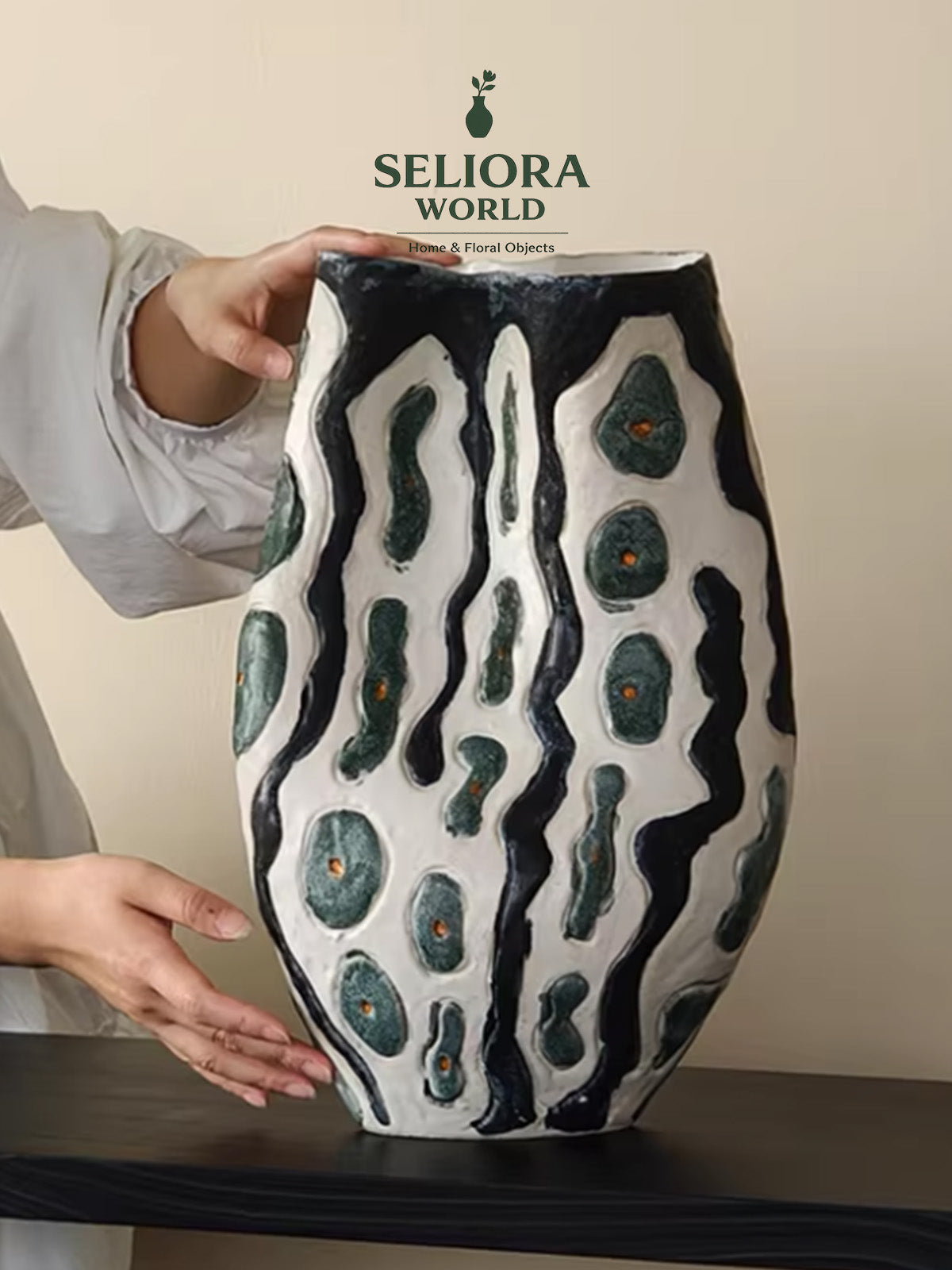 Ink Wave Artisan Ceramic Vase