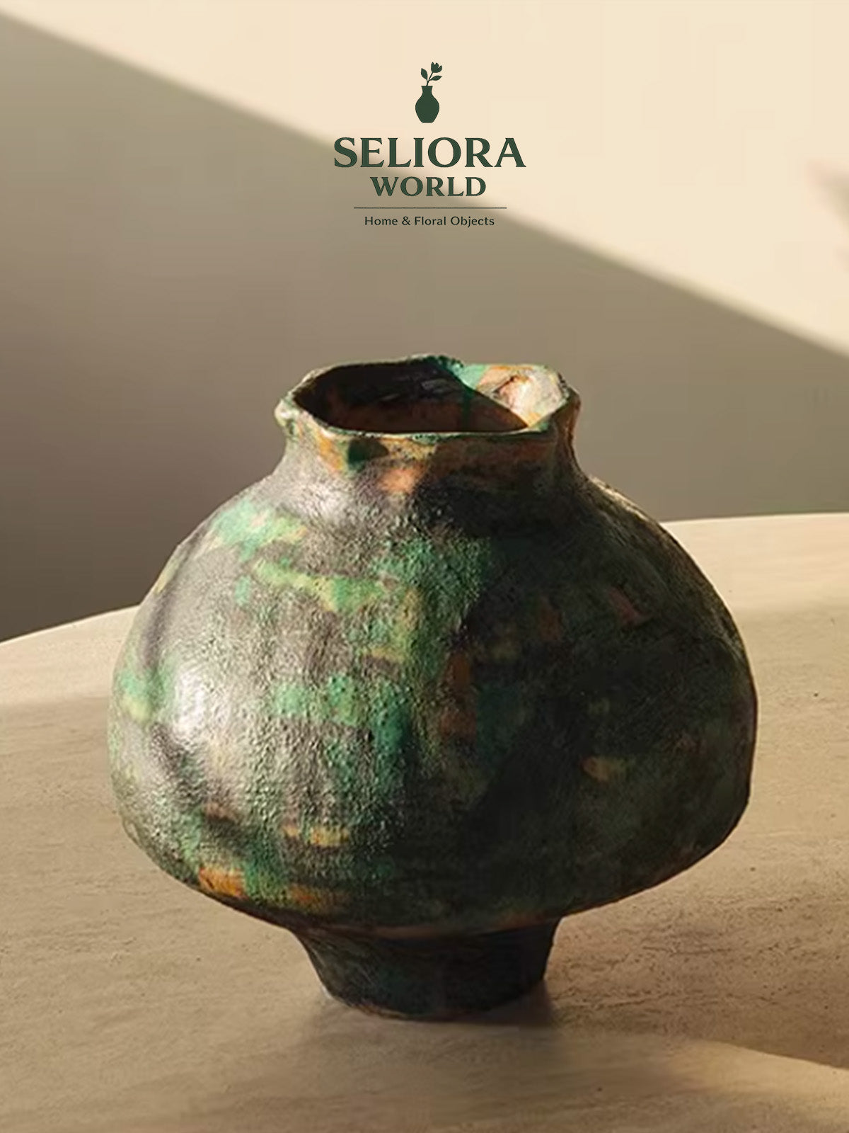 Emerald Splash Glaze Ceramic Vase