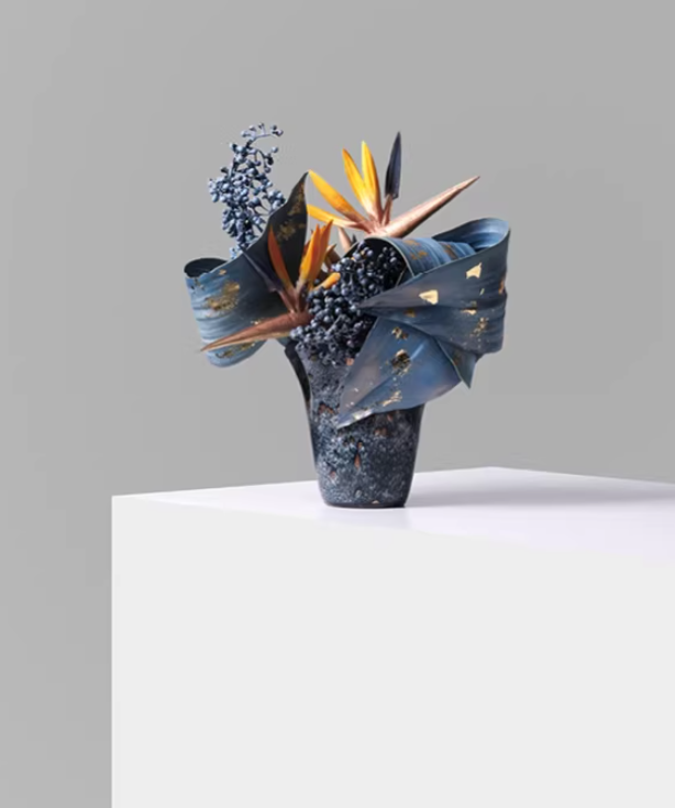 Azure Elegance Glass Floral Ensemble