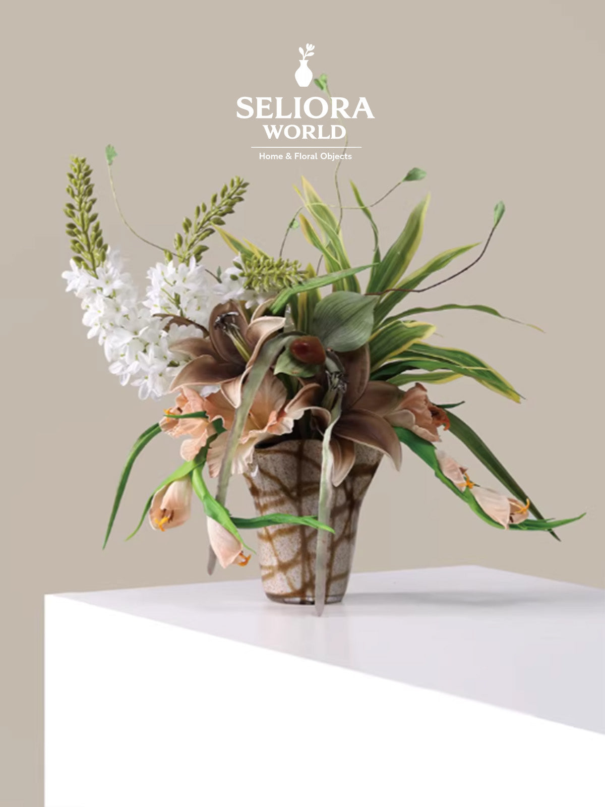 Verdant Glass Harmony Floral Accent