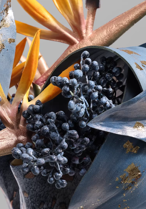 Azure Elegance Glass Floral Ensemble