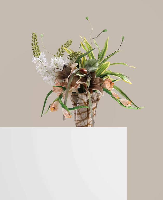 Verdant Glass Harmony Floral Accent